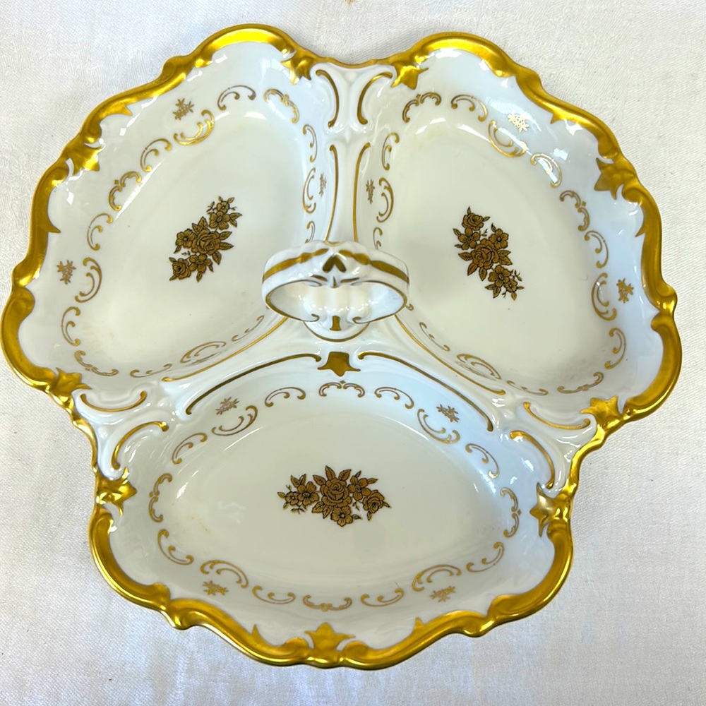 Vintage Reichenbach made in Germany bone china bon bon  dish with handle